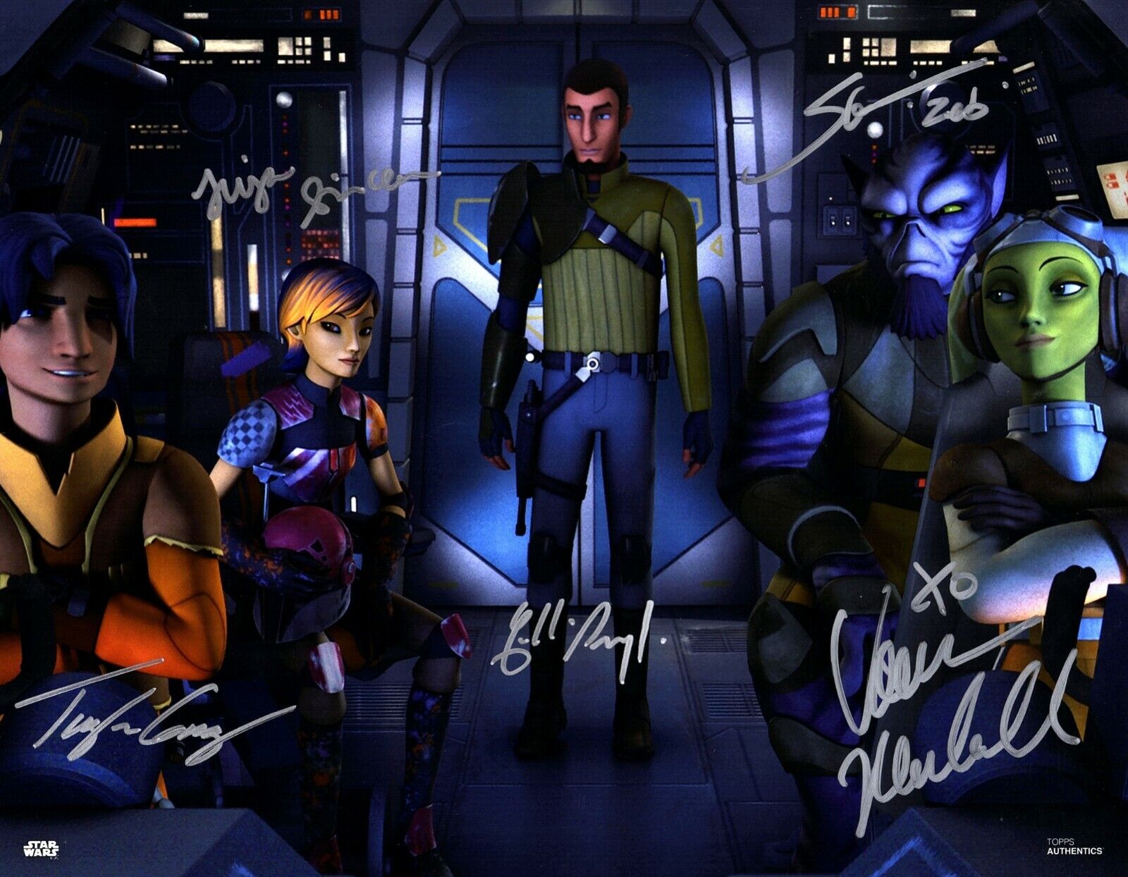 Star Wars REBELS Cast Signed by 5 11x14 Topps Photo Poster painting Beckett BAS Witness WC96051