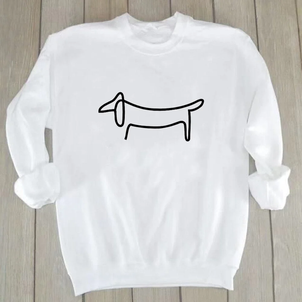 Simple Dachshund Dog Print Cotton Sweatshirts for women girl friend dogloverl Casua Sweatshirts pullovers Hipster Tumblr