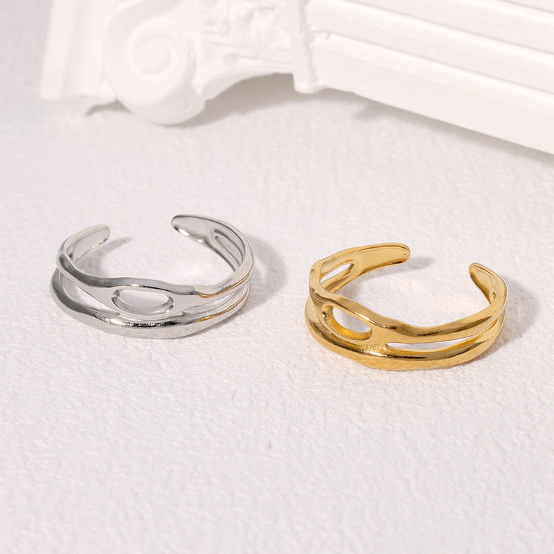 Open Ring Minimalist Stripe Geometric Stainless Steel Electroplating Rings