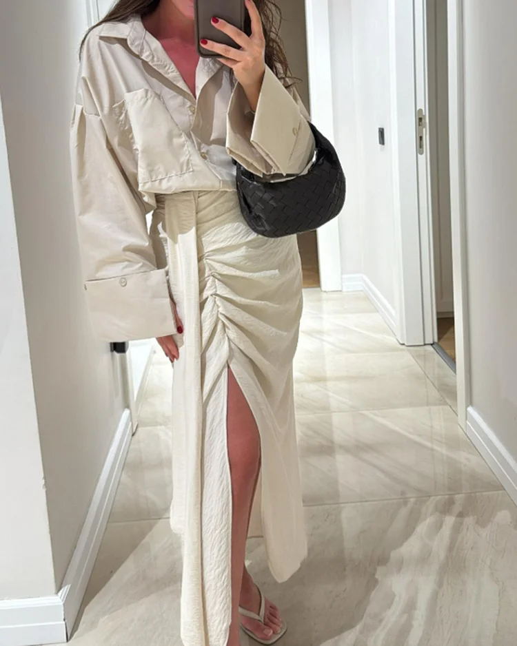 Women's solid color skirt suit