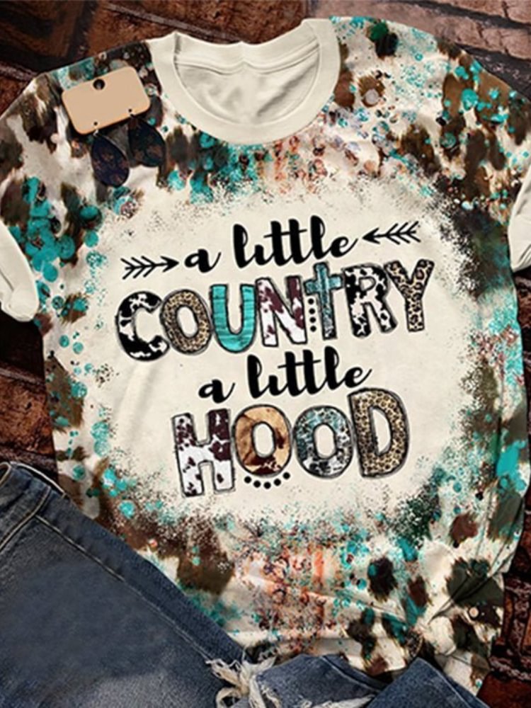 Vefave A Little Country A Little Hood Print Casual T Shirt