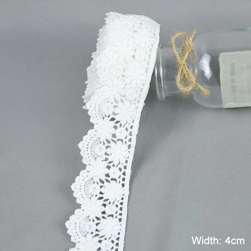 5Yards/lot White Cotton Embroidered Lace Trim Ribbons Fabric DIY Sewing Handmade Craft Materials Garment Clothes Accessories