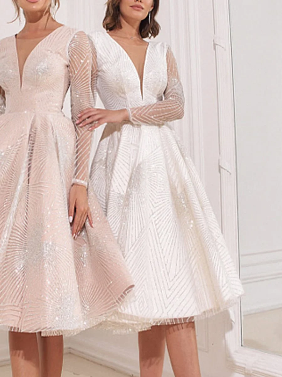 V-neck High Party Evening Dress