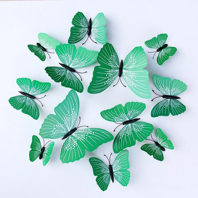 3D Butterfly Wall Stickers 12pcs/lot Moth Living Room Bedroom Children's Room Stickers Home Decor Black white minimalist modern