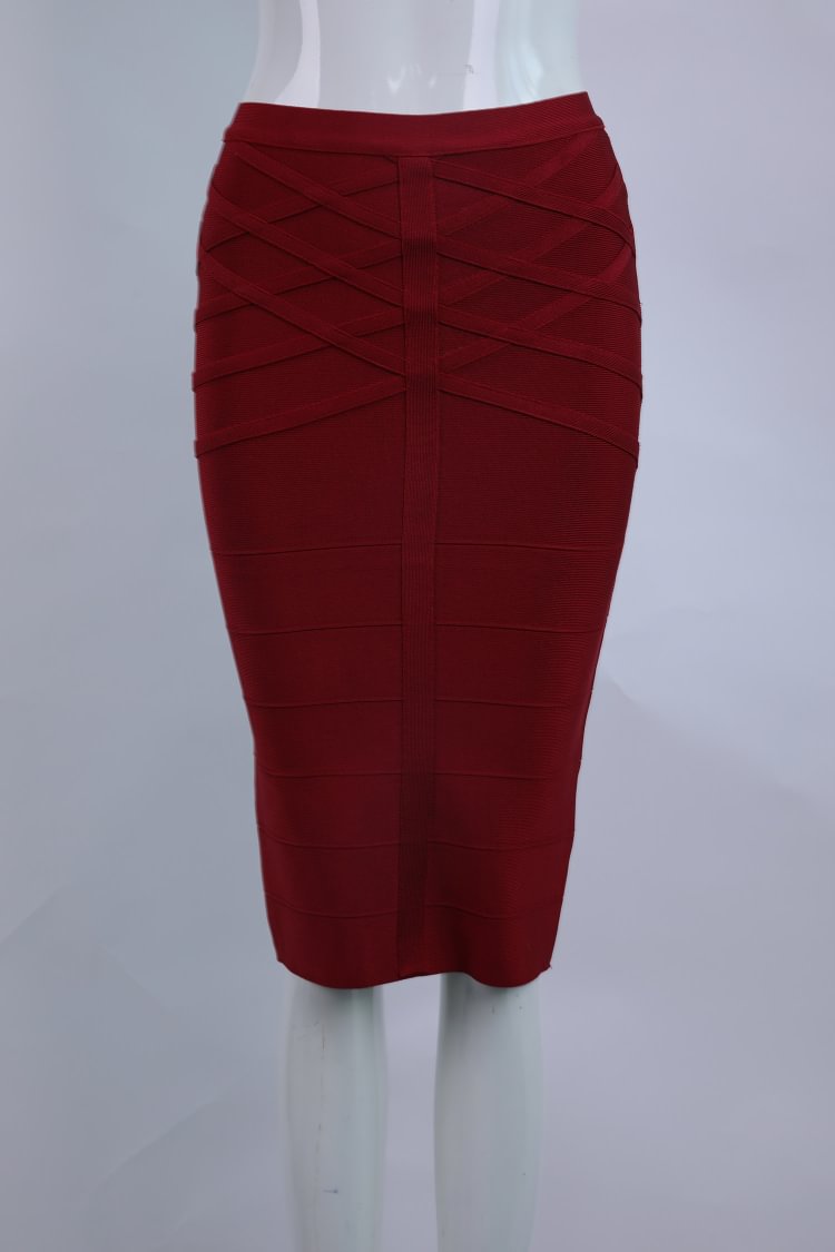 Wine Striped Bandage Skirt Size XS