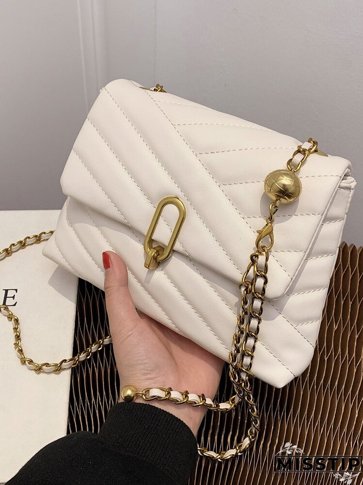 Stitch Detail Flap Shoulder Bag