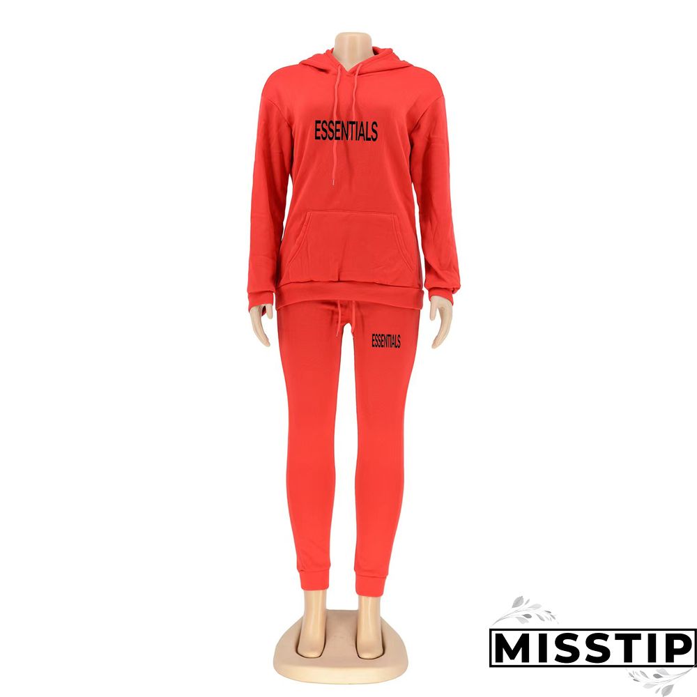 Winter Hooded Sweatshirt Skinny Pants Tracksuit