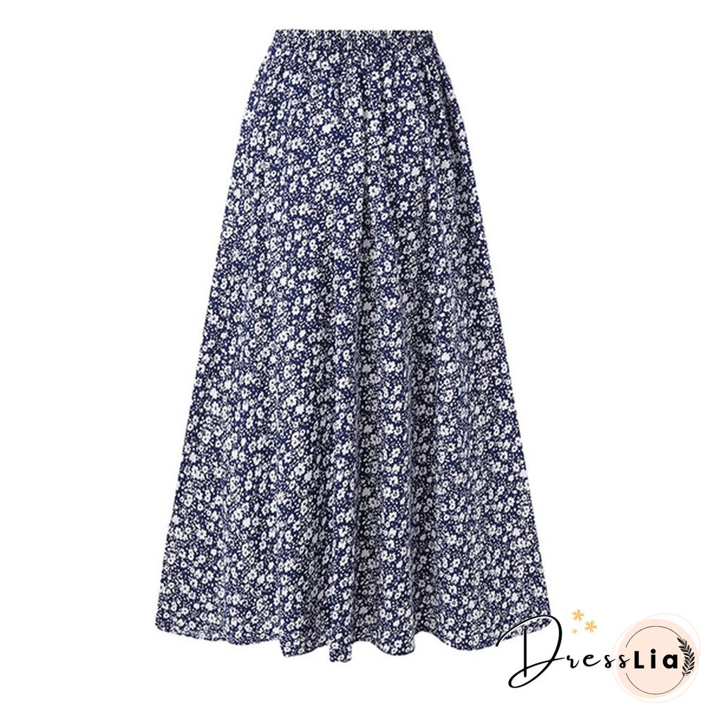 Women Elegant Floral Skirt A-Line Holiday Casual Loose Long Skirts