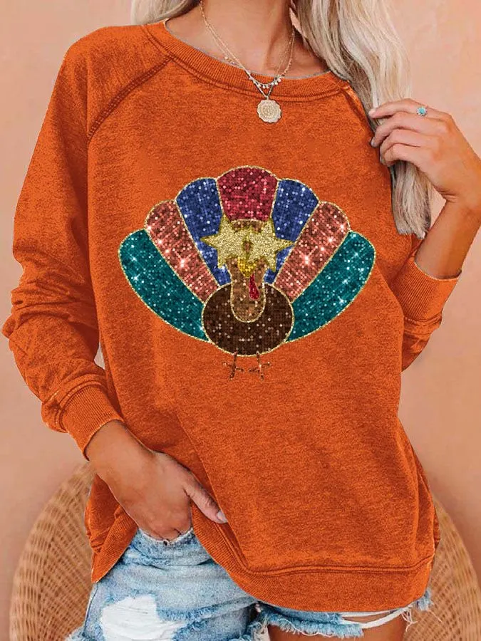 Women'S Casual Thanksgiving Day Printed Long Sleeve Sweatshirt 