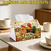 (24cm)Diamond Art Tissue Box Cover DIY PU Desktop Organizer Large(farm chicken)