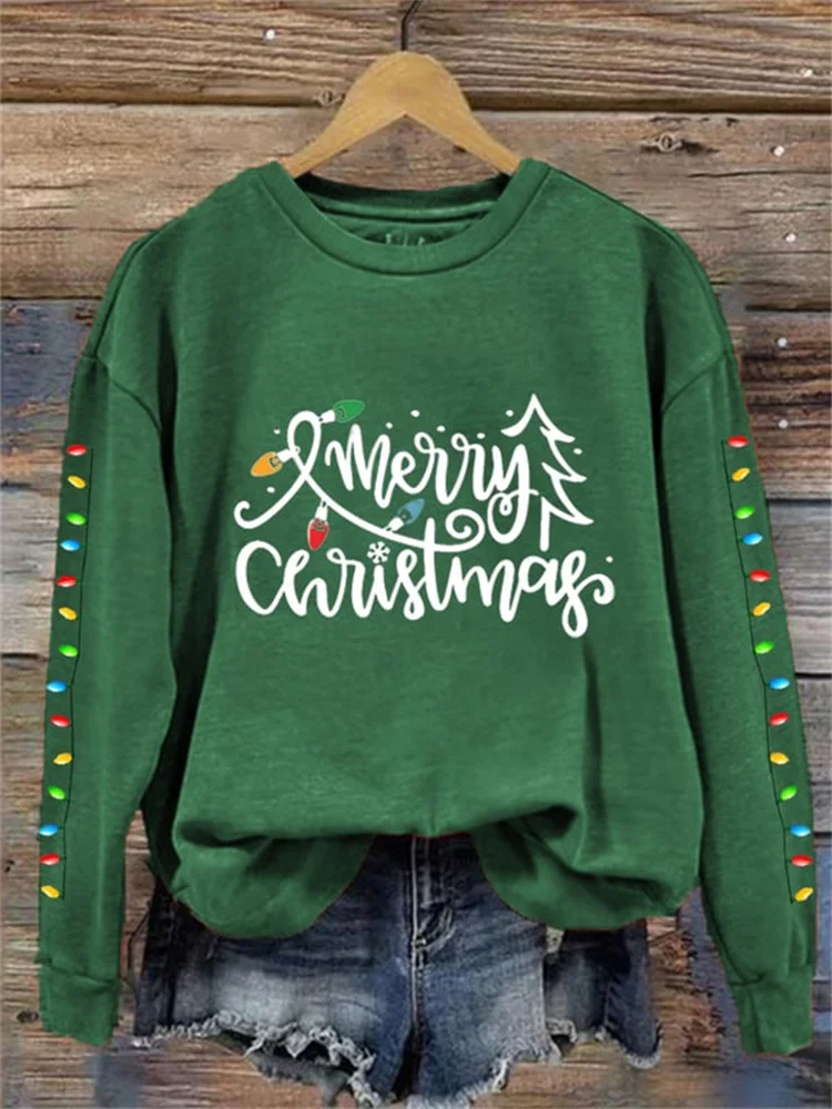 Women's Merry Christmas Christmas Trees Printed Sweatshirt