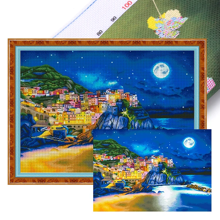 『QianHong Brand』Village - 11CT Stamped Eco-Friendly Cotton Thread Cross Stitch(85*65cm)