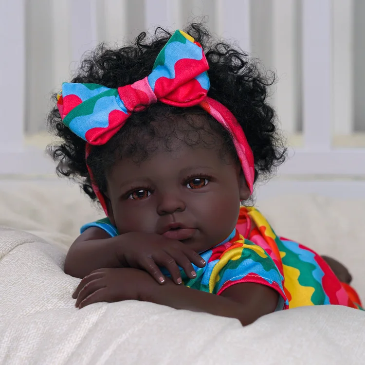 Babeside Laney 20'' Awake Baby African American Girl With Rainbow Jumpsuit(Pre-Order, Ship Date: April 22）