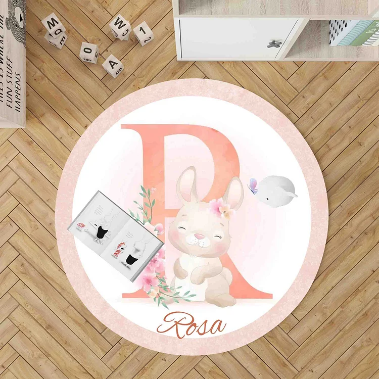 Personalized Baby Rabbit Round Rug|R101