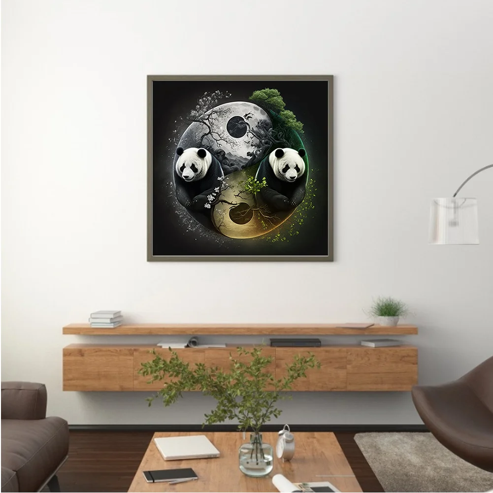 Diamond Painting - Full Round Drill - Yin Yang Panda(30*30cm)