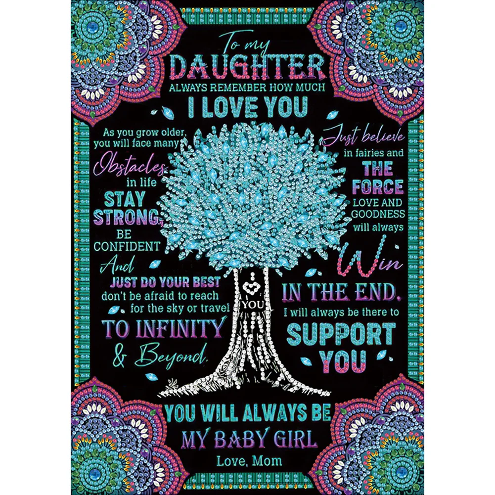 Diamond Painting - Special Shaped Drill - Tree Letters to Daughter(30*40cm)