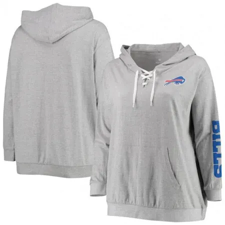 Women's Buffalo Bills Heathered Gray Plus Size Lace-Up Pullover Hoodie