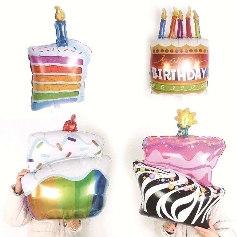 2 Pieces Birthday Cake Aluminum Film Party Balloon