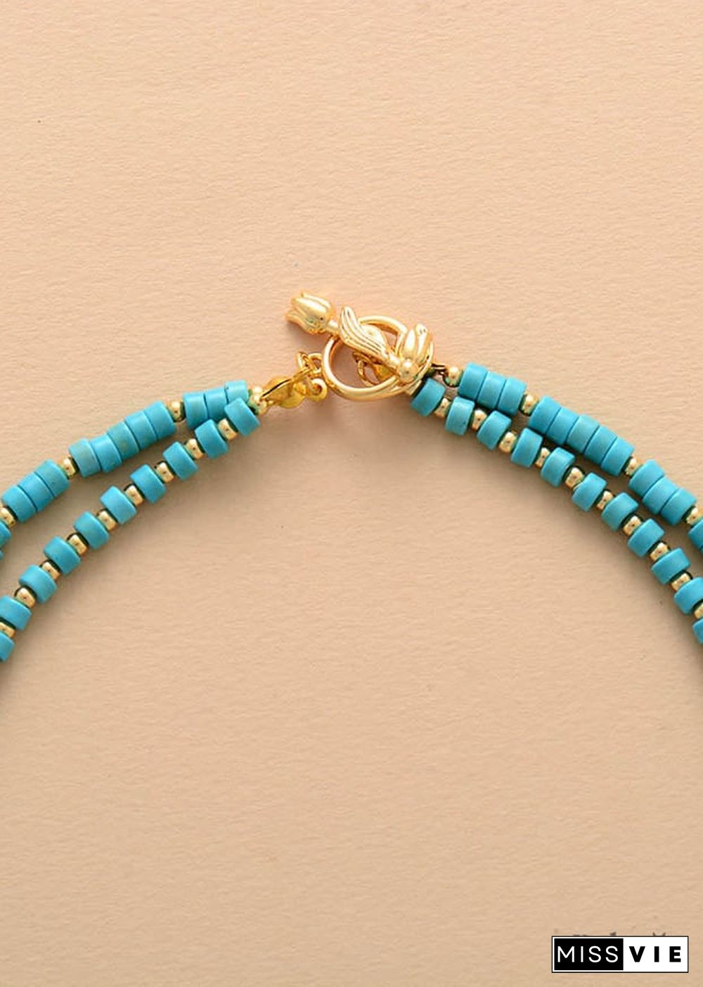 Boho Necklace, Turquoises 2 Layers Chokers Necklace