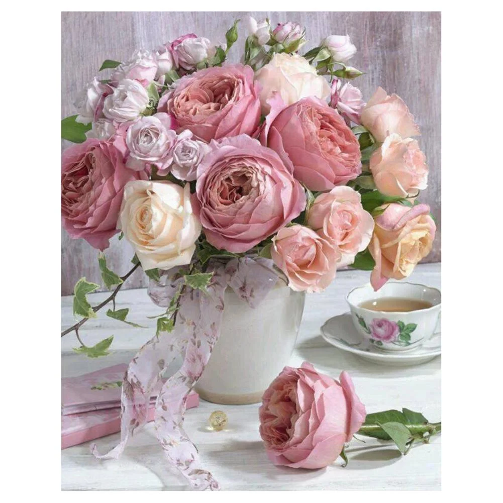 Full Round Diamond Painting Flowers Vase (40*30cm)