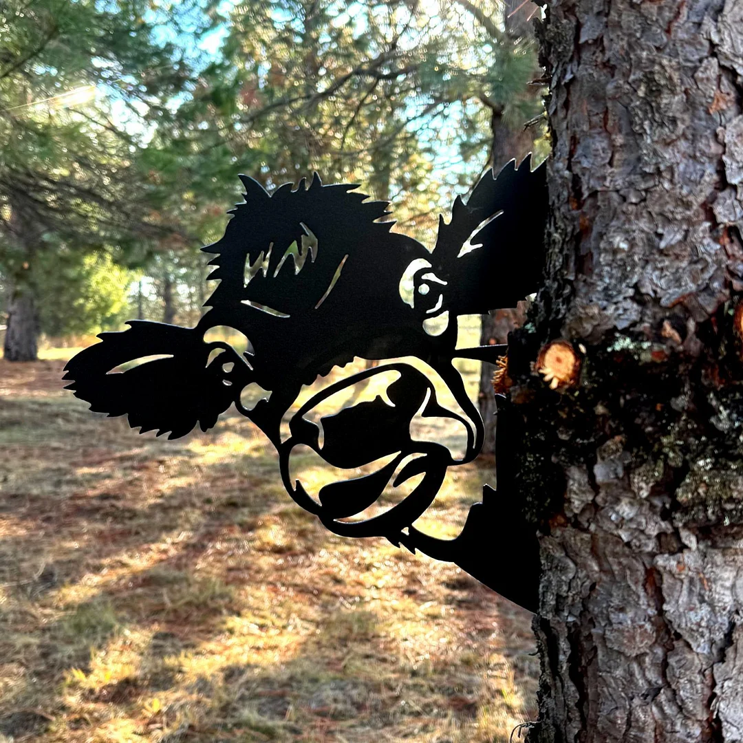 Peek-a-Boo Flipping Off Bigfoot Metal Sign