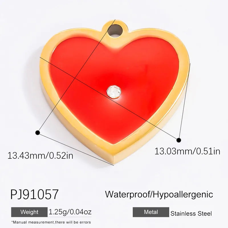 1 Piece 12.64*13.28mm 304 Stainless Steel Zircon 18K Gold Plated Heart Shape Pendant Jewelry Accessories