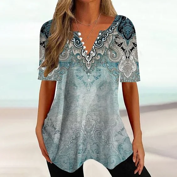 Weatern Retro Pattern Printed Casual Tunic