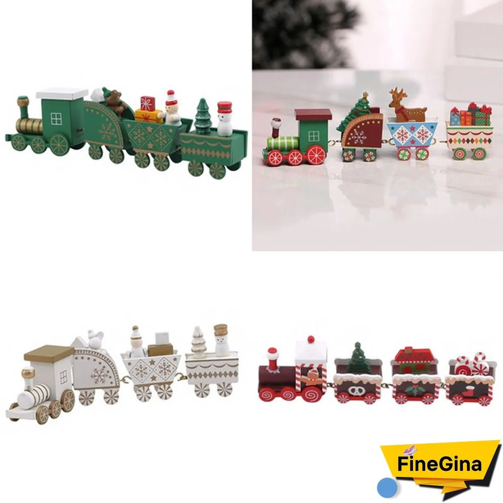 Christmas Decoration Wooden Little Train For Home Decor Christmas Santa Snowman Ornaments New Year Gifts