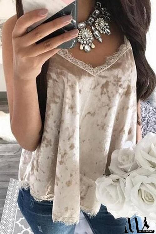 MidiSono - Velvet Lace Sleeveless Tank Top
