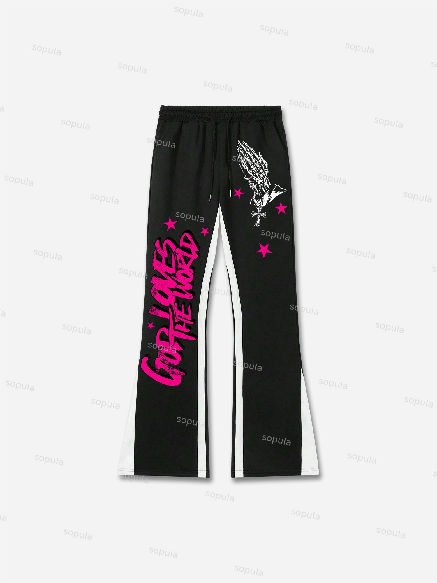 Street God Loves The World Graphic Flared Sweatpants - Sopula ｜Premium Graphic Tees & Graphic Streetwear