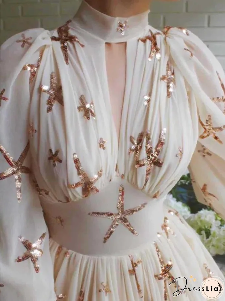 Joskka Summer Chiffon Even Party Dress Woman French Elegant Formal Dress Beach Long Sleeve Fairy Fashion Dress Office Lady Chic