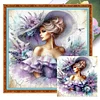 Woman In Flower Hat-11CT Stamped Cross Stitch 45*45cm/17.72*17.72in