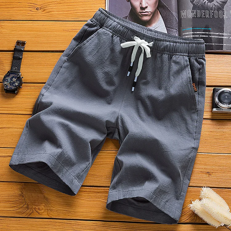 BrosWear Casual Solid Color Drawstring Waist Shorts