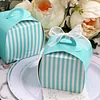 10 Pack | 3.5" Turquoise/White Striped Cupcake Candy Treat Gift Boxes