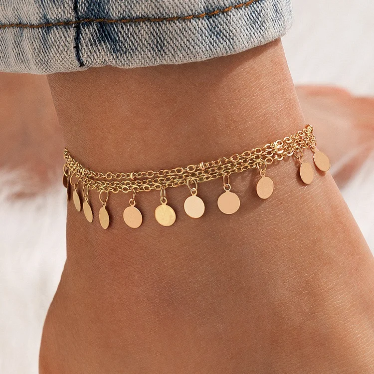 Multi-layer Charm Anklet in Gold Bohemia Beach Anklet for Women