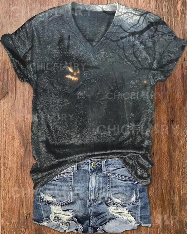 Halloween Death Square V Neck Top