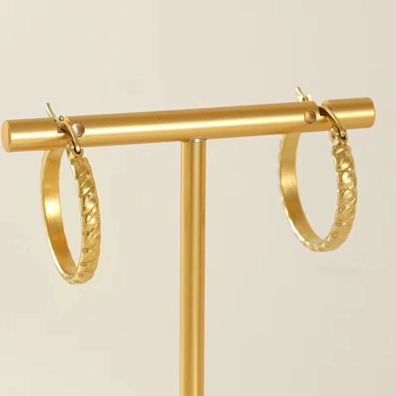 1 Pair Elegant Minimalist Solid Color 304 Stainless Steel 18K Gold Plated Stainless Steel Earrings