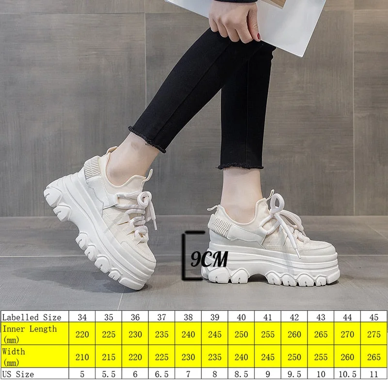 Fujin 9cm Platform Wedge Sneakers Genuine Leather Women Shoes Chunky Sneakers for Female Spring Autumn Warm Fur Winter Shoes