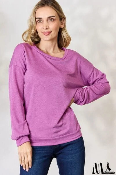 MidiSono - BiBi Tie Back Drop Shoulder Long Sleeve Top