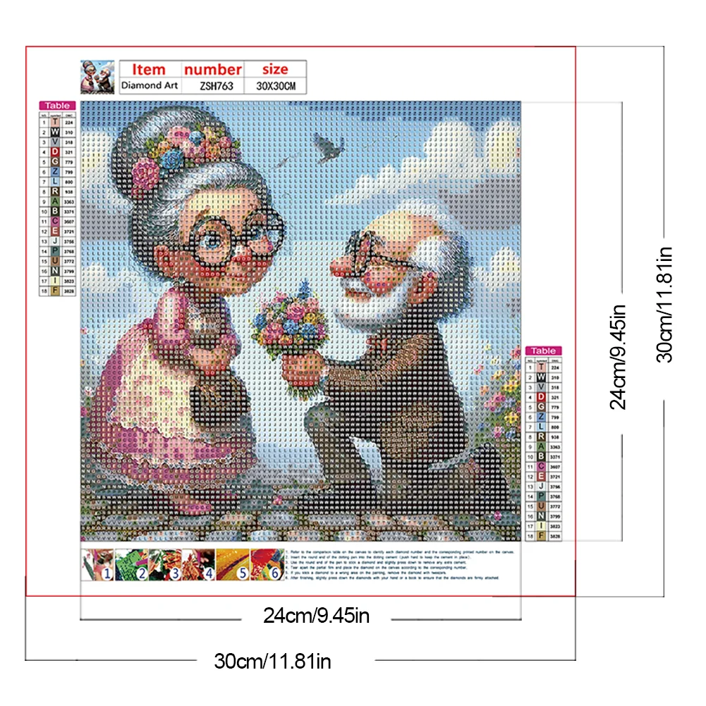 Diamond Painting - Full Round Drill - Old Couple(Canvas|30*30cm)