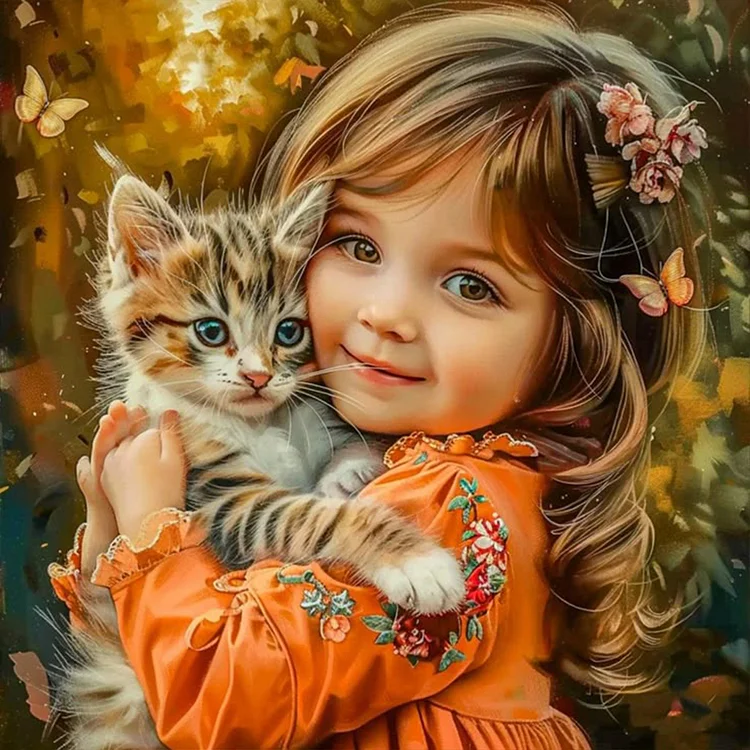 Cute Little Girl 40*40CM (Canvas) Full Round Drill Diamond Painting gbfke
