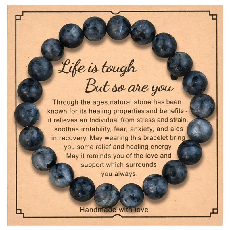 8mm Natural Stone Bracelet With Card Explosions Tourmaline Bracelet For Men And Women Friendship Bracelet Holiday Gift