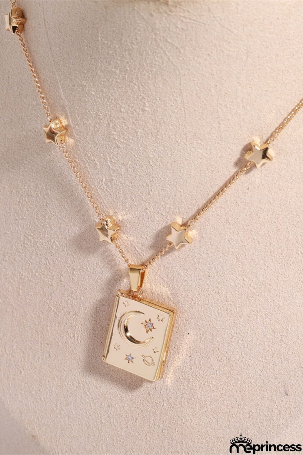 Star and Moon Copper 14K Gold-Plated Necklace