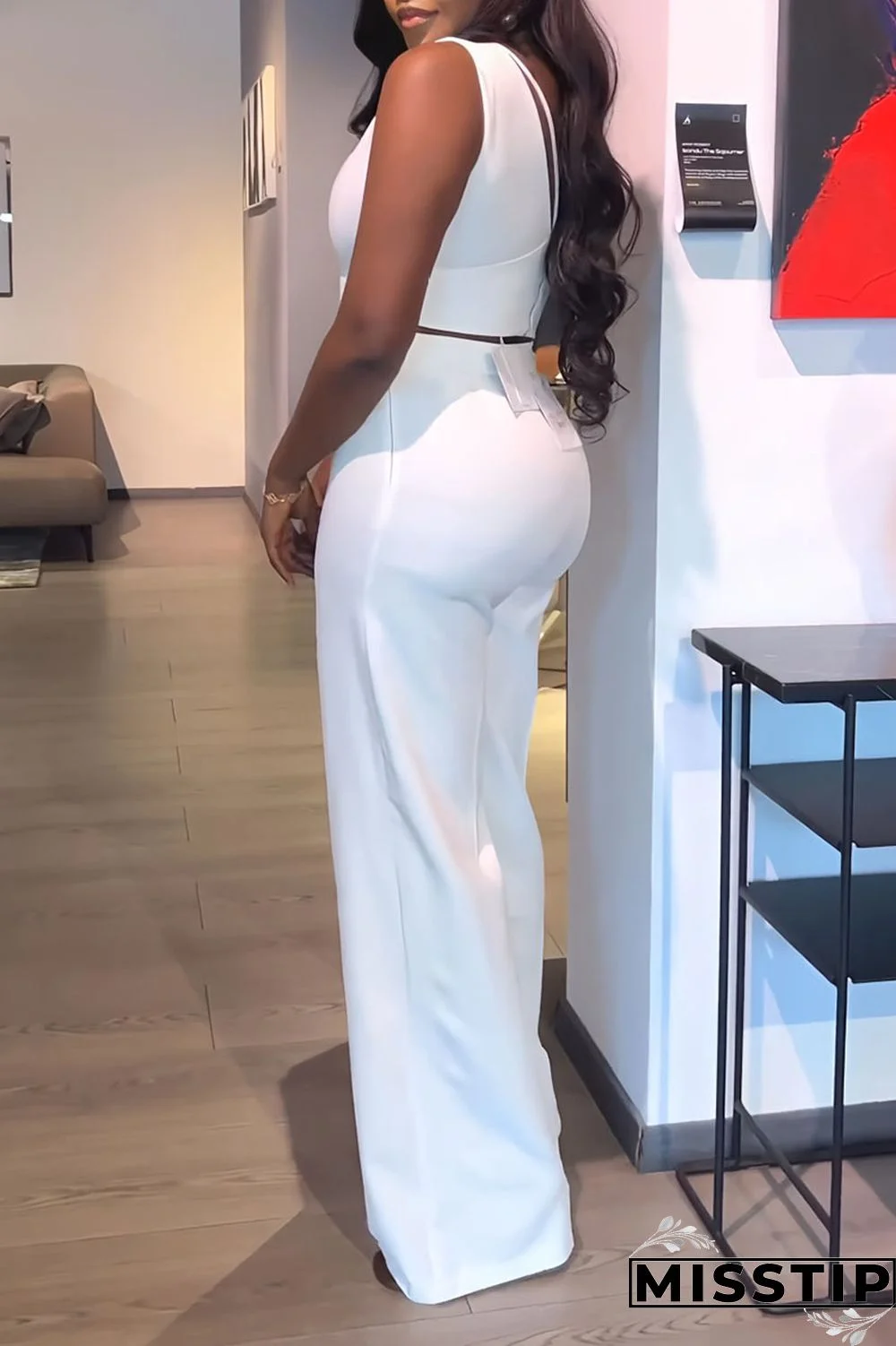 Black Casual Solid Patchwork V Neck Sleeveless Two Pieces