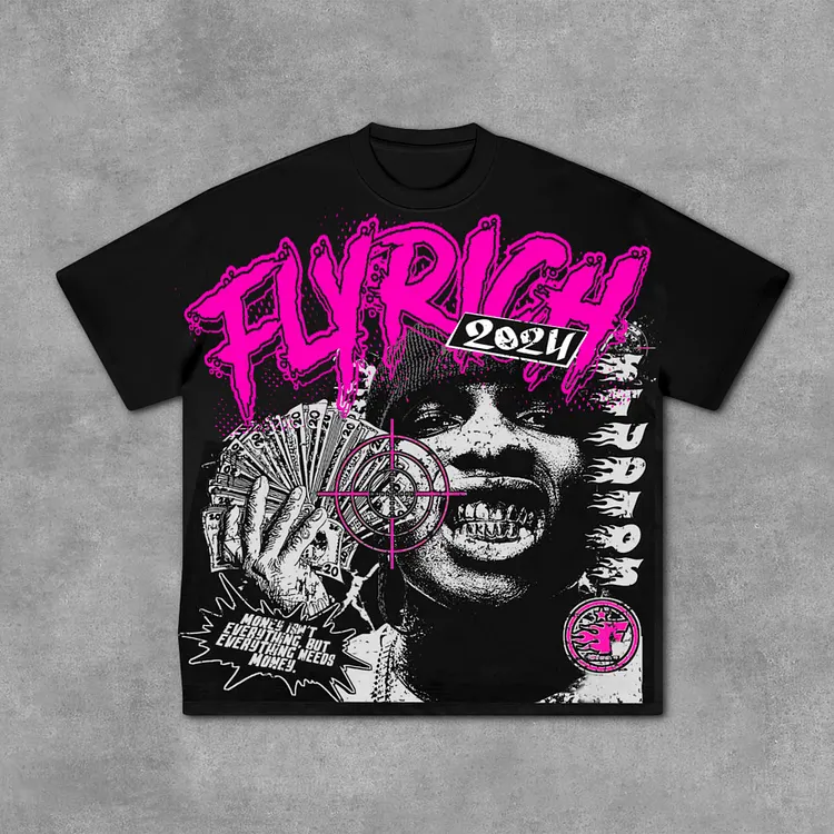 Fly Rich Abstract Human Face Graphic 100% T-Shirt