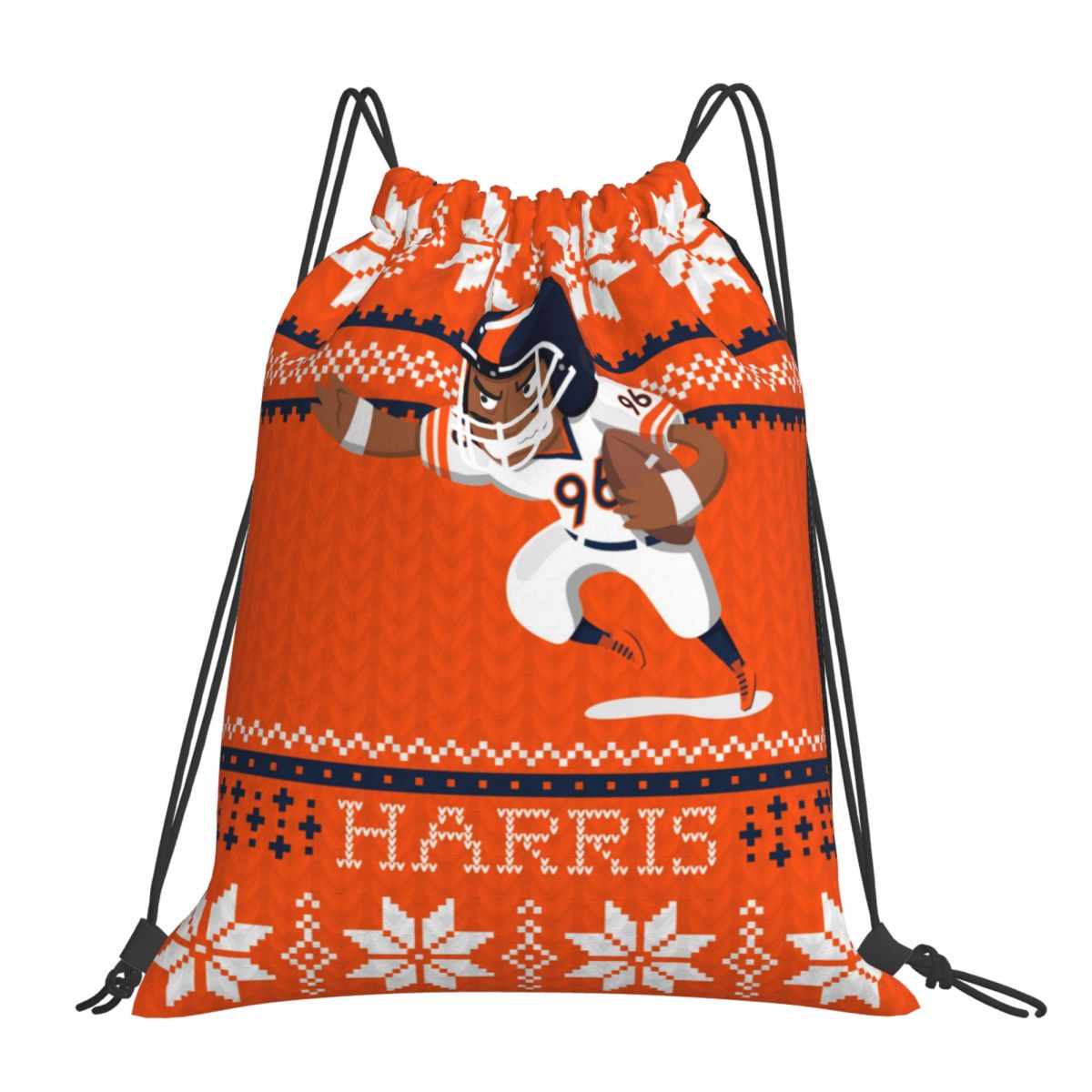 Denver Broncos Shelby Harris Pixel Waterproof Adjustable Lightweight Gym Drawstring Bag