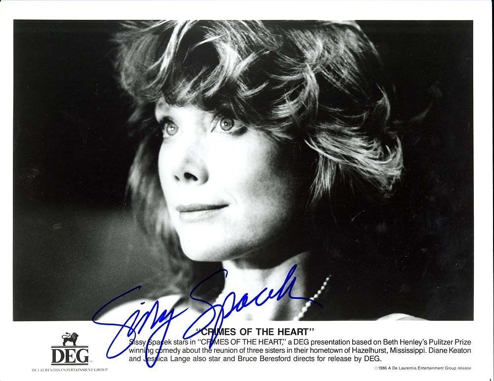 SISSY SPACEK AUTOGRAPHED SIGNED 8X10 PROMO Photo Poster painting CRIMES OF THE HEART