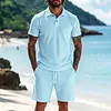 Men's Casual Vacation Polo Shirt And Shorts Set by Inlyline