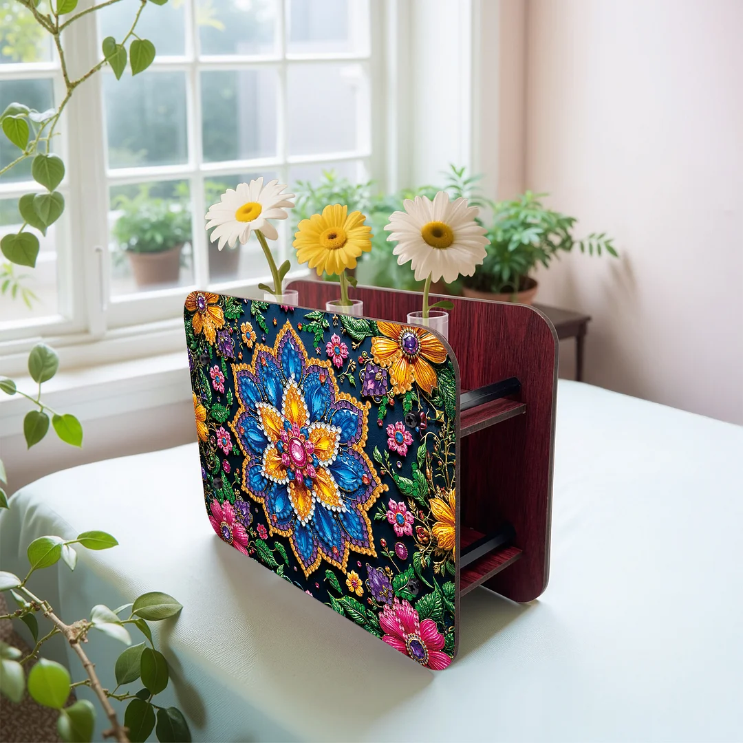 Mandala DIY Flower Vase Wooden Double Sided Desktop Diamond Art Kit Home Decor