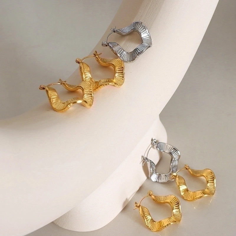 Fashion Waves Irregular Plating 304 Stainless Steel 18K Gold Plated Earrings